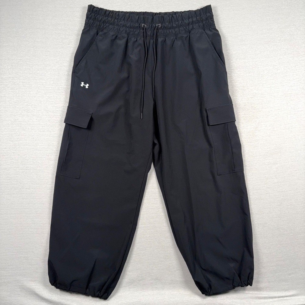 Under Armour High Waisted Woven Pants Womens Size XL Black Polyester Elastane